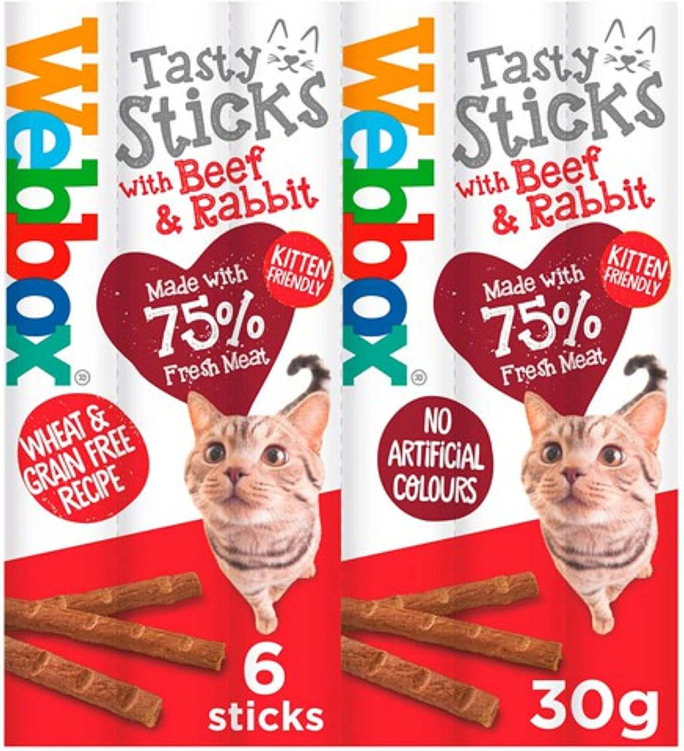 Webbox Cat Tasty Sticks with Beef & Rabbit, 6 sticks