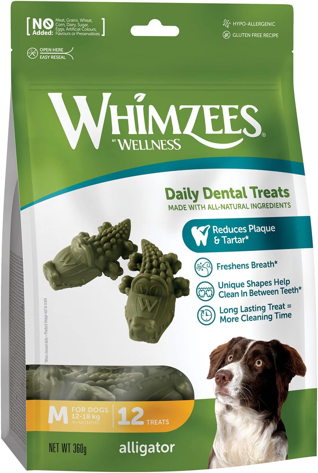 Whimzees Alligator Daily Dental Dog Chew - Medium