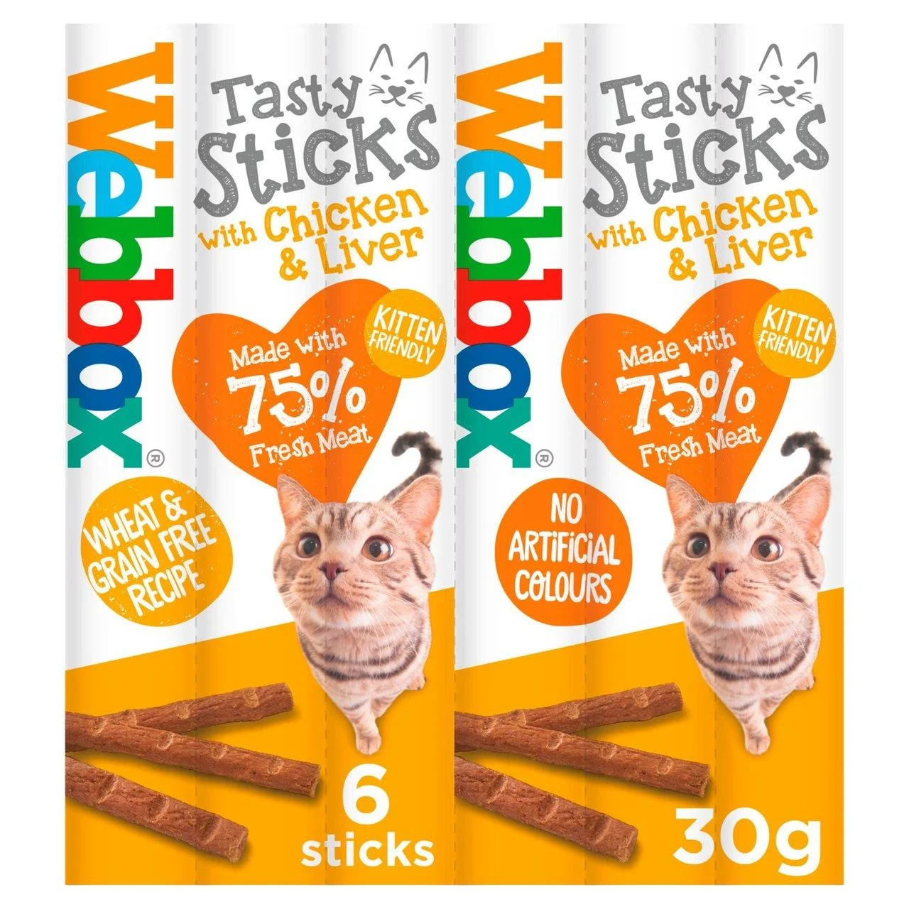 Webbox Chicken & Liver Sticks 6x 30g